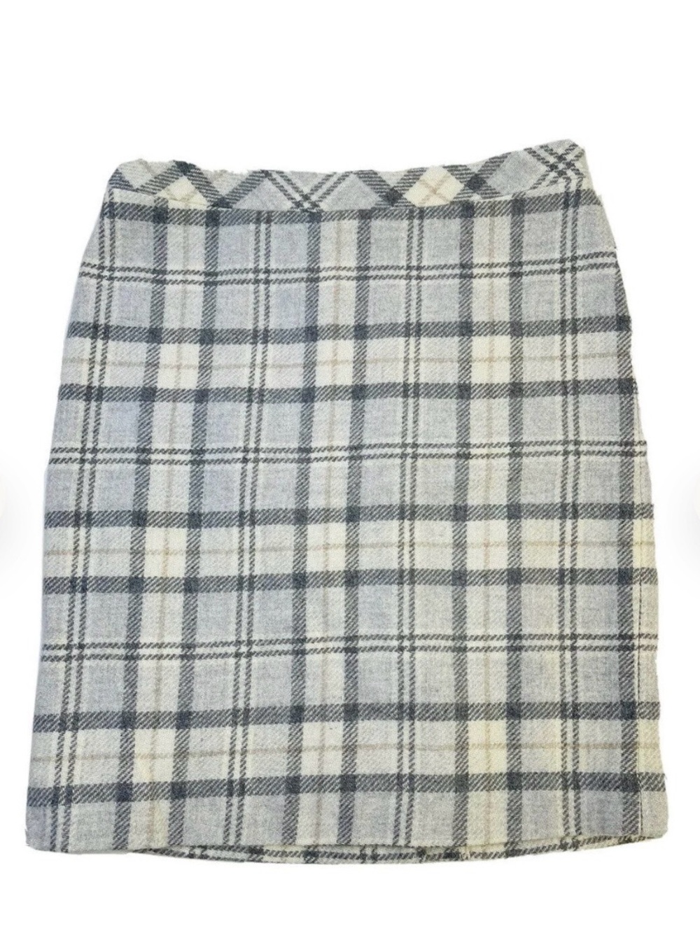 L.L.Bean Favorite Fit Plaid Wool Blend Pencil Skirt, Size 8, EUC